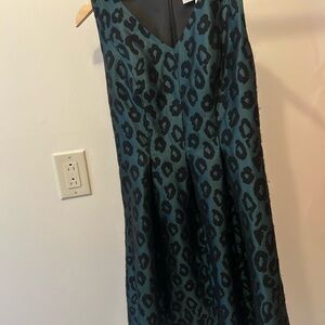 LOFT Black and Green Midi Dress